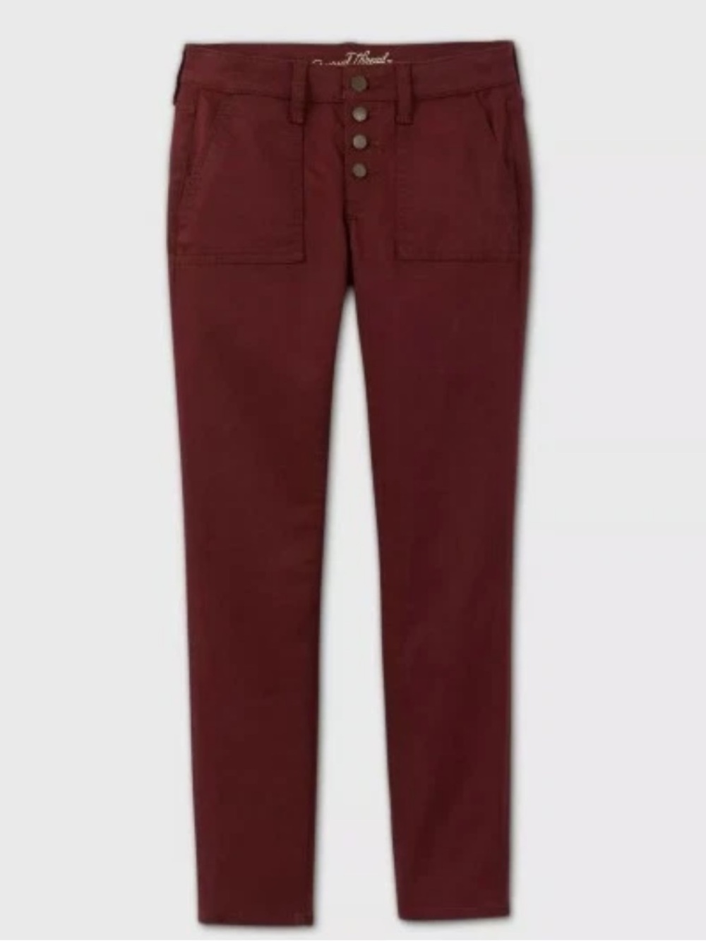 Universal Thread Women Mid-Rise Casual Fit Utility Skinny Ankle Jeans Burgundy 6